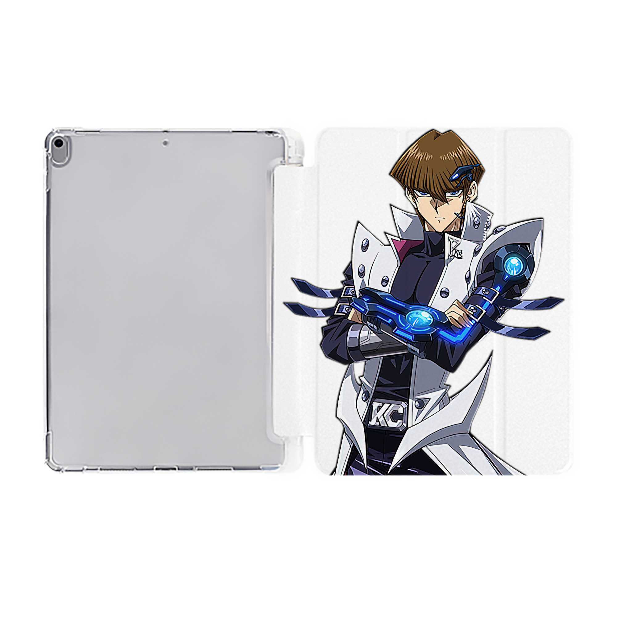 （画像用） 遊☆戯☆王 Yu-Gi-Oh! IPad ケース ペン収納付き 三つ折りスタンド PUレザー×シリコン 対応機種9.5/10.5/10.9インチ